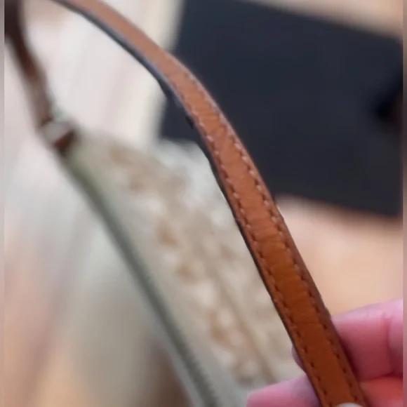 Michael Kors MK Logo Wristlet Shoulder Bag | Beige Tan Canvas - Picture 11 of 11